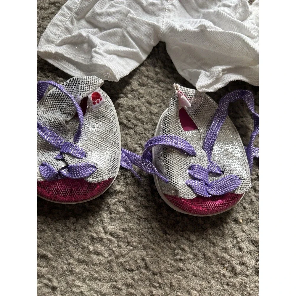 6 Piece Build A Bear Girls Summer Spring Clothing Lot Pink, Purple,White W/Shoes